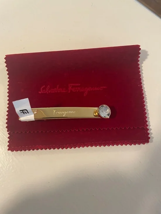 Salvatore Ferragamo Gold Barrette with Crystal Accent - Picture 4 of 5